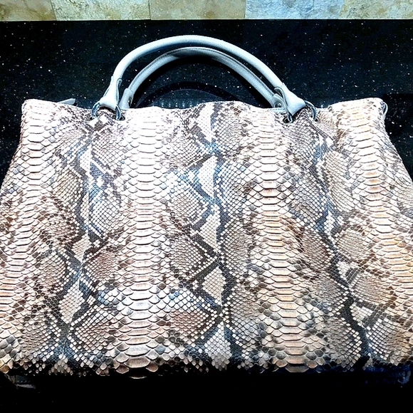 UNBELIEVABLE PYTHON SNAKESKIN GENUINE! tote bag - Picture 3 of 9